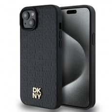 DKNY - DKNY iPhone 15/14/13 Mobilskal Magsafe Läder Pattern Metal Logo