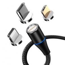 Maxlife - Maxlife Magnetisk USB-A till USB-C, Lightning, microUSB kabel 1m