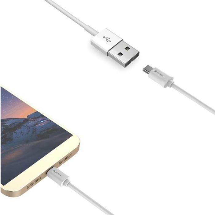 Devia - Devia USB Till USB-C Kabel 1m 2.1A Smart EC082 - Vit