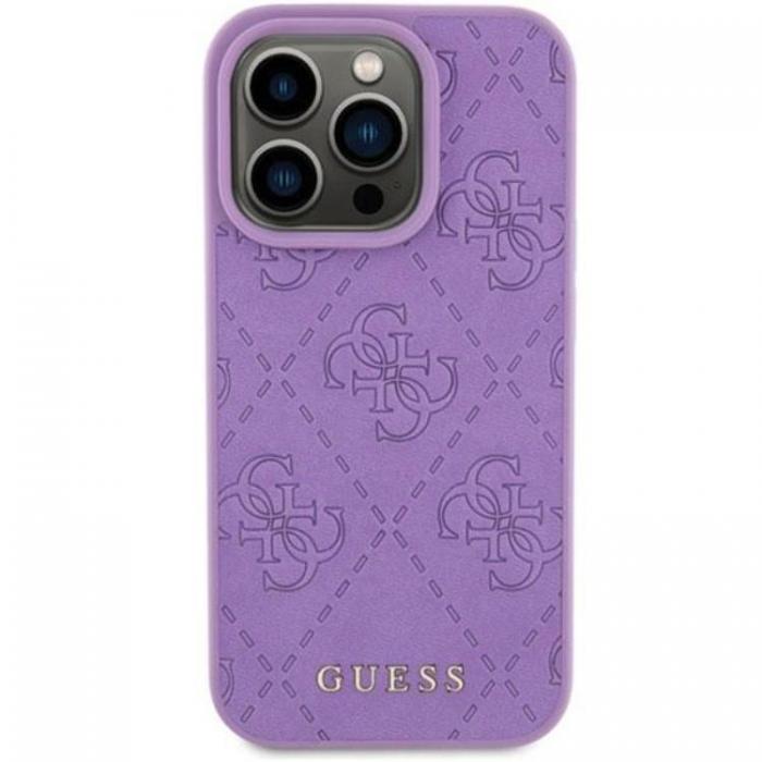 Guess - Guess iPhone 15 Pro Mobilskal Lder Stamped - Lila