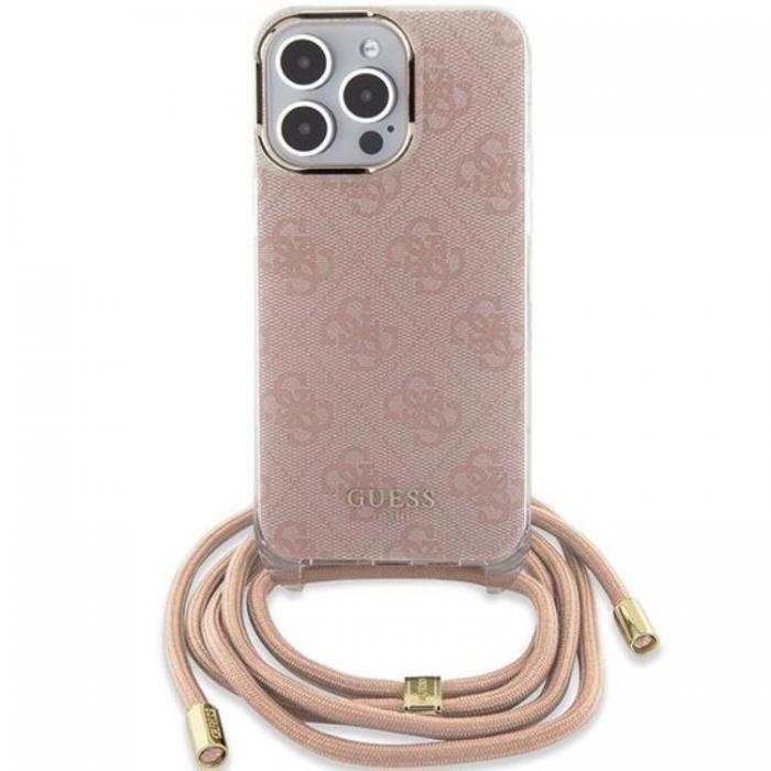 Guess - Guess iPhone 15/14/13 Mobilskal Crossbody Cord Print - Rosa