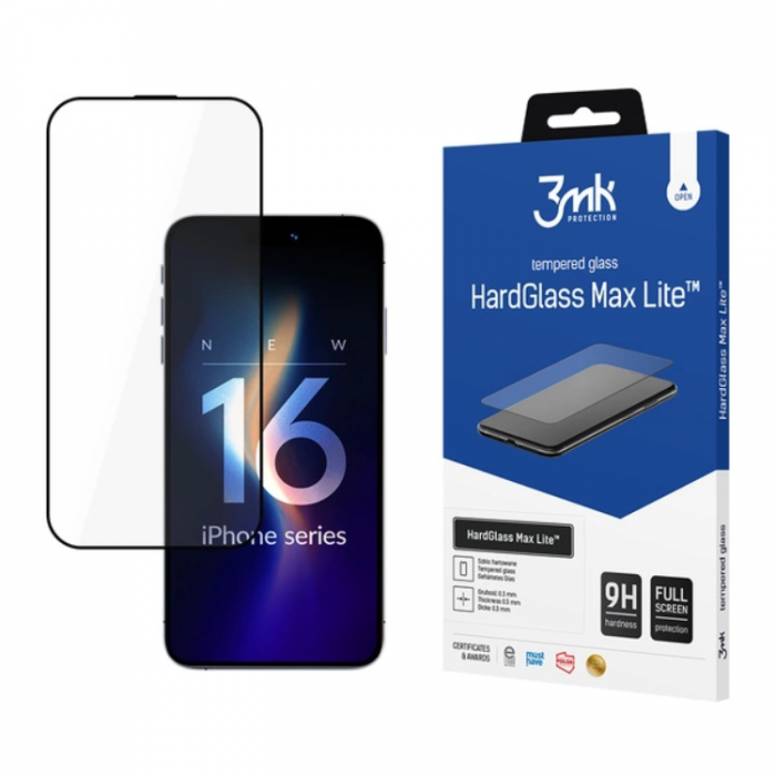 3MK - 3MK iPhone 16 Pro Hrdat glas Skrmskydd Max Lite - Svart