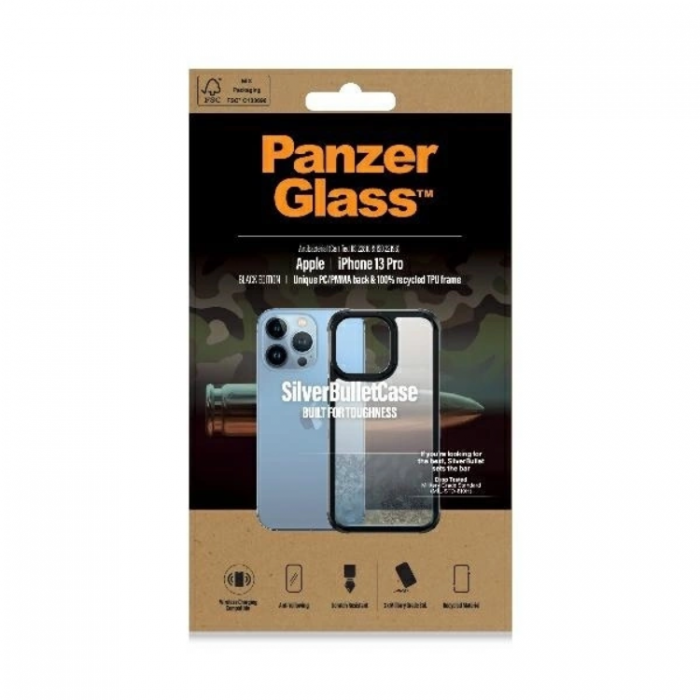 PanzerGlass - PanzerGlass iPhone 13 Pro Mobilskal Antibacterial - Transparent/Svart