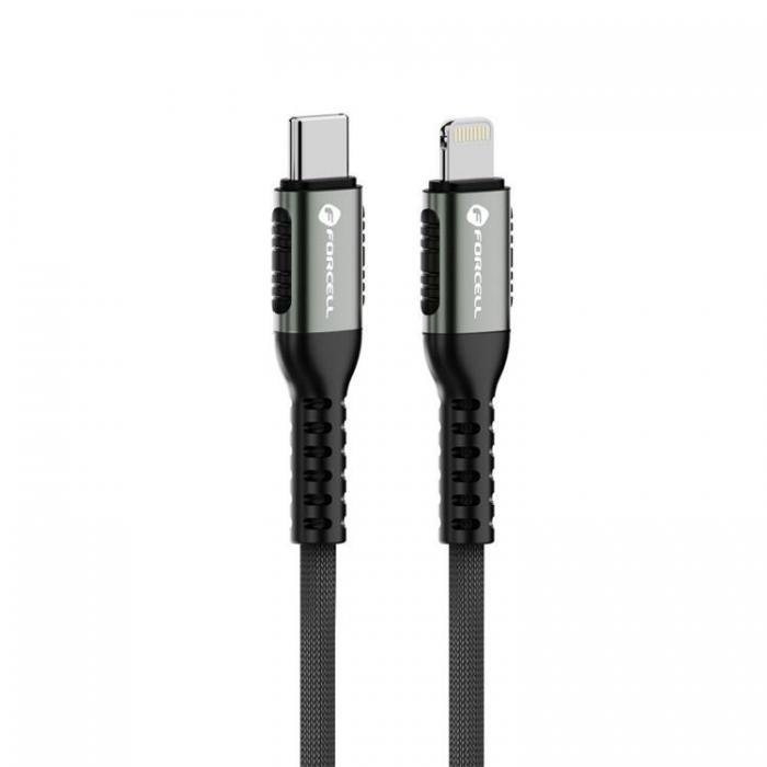 Forcell - Forcell USB-C till Lightning Kabel 27W 3m PD 3A Cafule - Svart