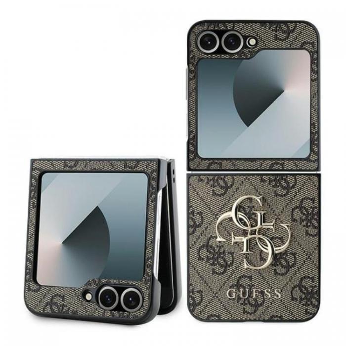 Guess - Guess Galaxy Z Flip 6 Mobilskal Lder 4G Metal Logo - Brun