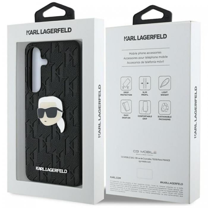 KARL LAGERFELD - Karl Lagerfeld Galaxy S25 Plus Mobilskal Lder Monogram Karl Head - Svart