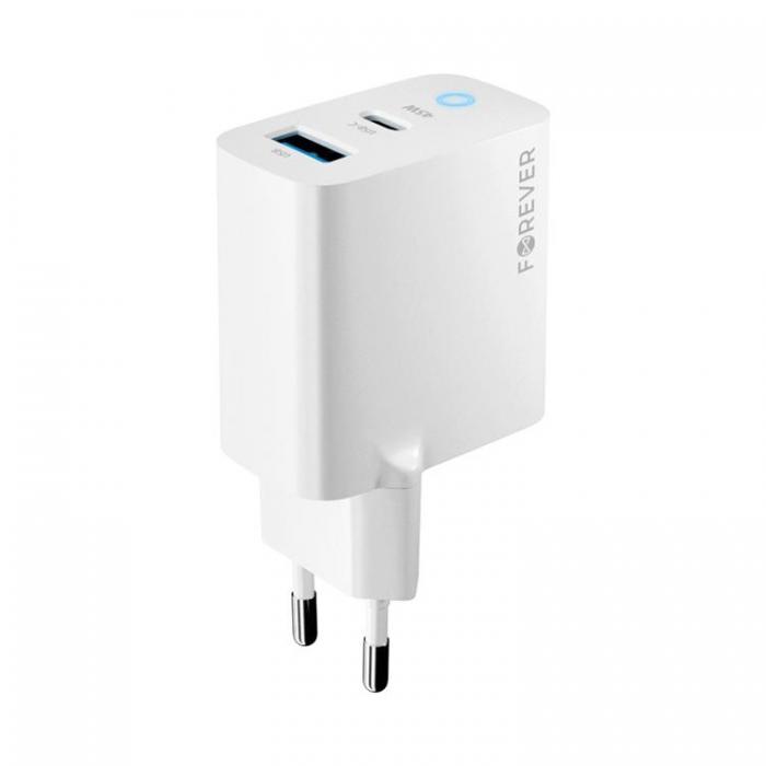 Forever - Forever GaN Vggladdare 1x USB-C 1x USB 45W TC-06-45AC - Vit