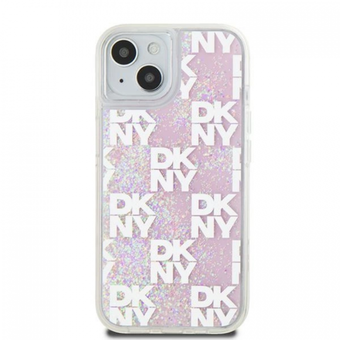 DKNY - DKNY iPhone 14 Mobilskal Liquid Glitter Multi Logo - Rosa