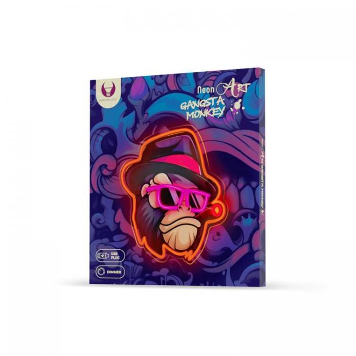 Forever Light - Forever Light Neon ART LED GANGSTA MONKEY FLA03 - Flerfrgad