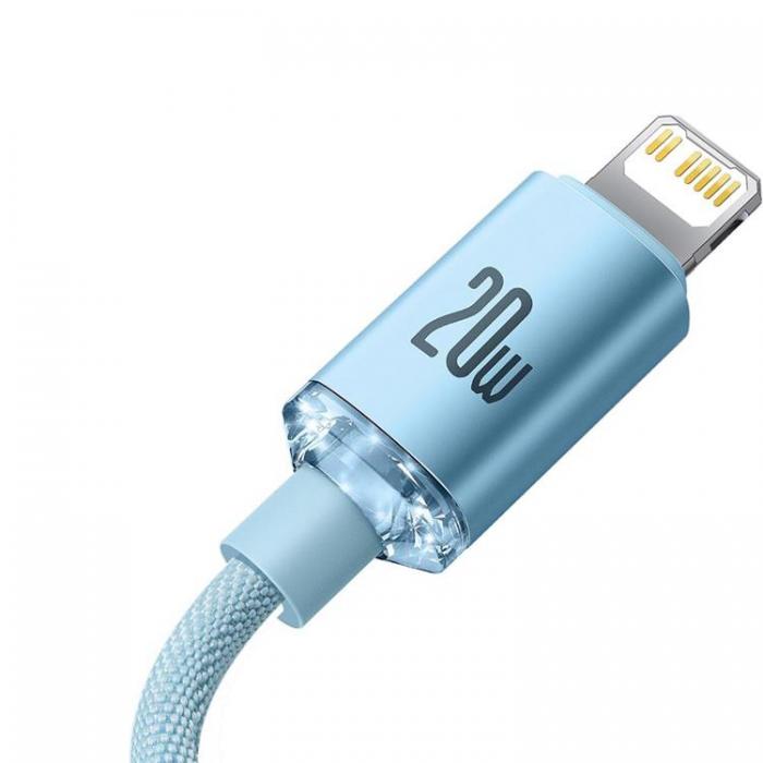 BASEUS - Baseus USB-C Till Lightning Kabel 20W 2m Crystal Shine Sky Bl