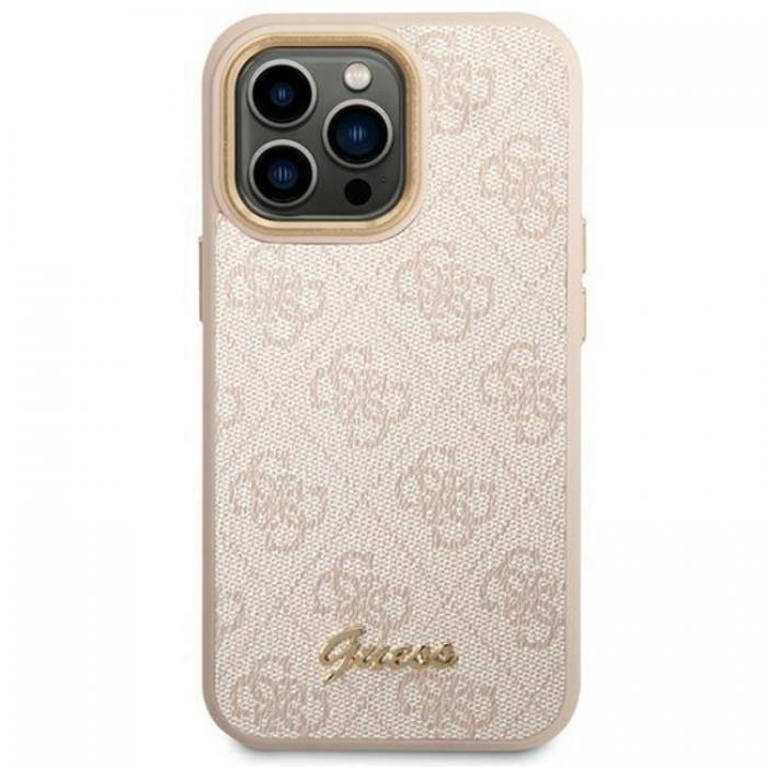 Guess - GUESS iPhone 14 Pro Skal Vintage Gold Logo - Rosa