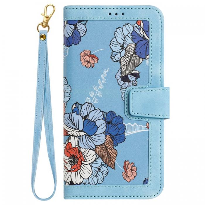 A-One Brand - iPhone 15 Pro Plnboksfodral Flower Pattern - Ljusbl