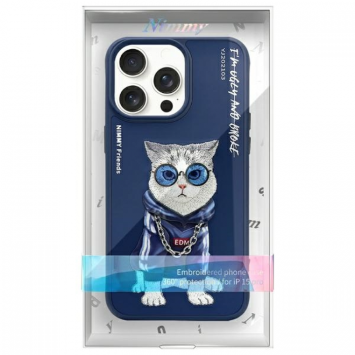 NIMMY - Nimmy iPhone 15 Pro Mobilskal Glasses Cool Cat - Bl