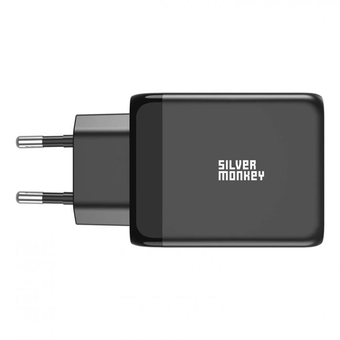 Silver Monkey - Silver Monkey GaN 65W Vggladdare 2x USB-C PD 1x USB-A QC 3.0