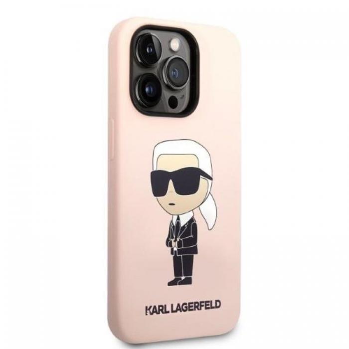 KARL LAGERFELD - Karl Lagerfeld iPhone 14 Pro Skal Magsafe Silicone Ikonik - Rosa