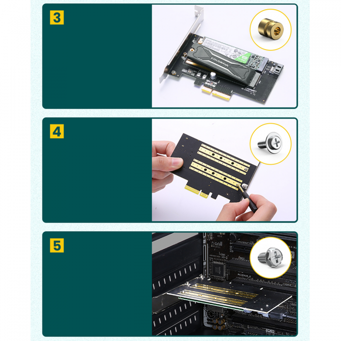 Ugreen - Ugreen Expansionskort Adapter PCIe 3.0x4 to SSD - Svart