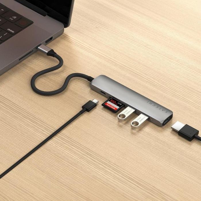 Satechi - Satechi 6-i-1 HUBB USB-C Slim Multiport Adapter - Rymdgr