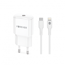 Forever - Forever Väggladdare USB-C 20W med Lightning Kabel QC PD - Vit