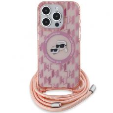 KARL LAGERFELD - Karl Lagerfeld iPhone 15 Pro Mobilskal MagSafe IML Crossbody - Rosa