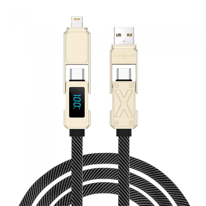 WIWU - WIWU USB/2x USB-C/Lightning 1.5m Kabel 100W X-serien - Rosa