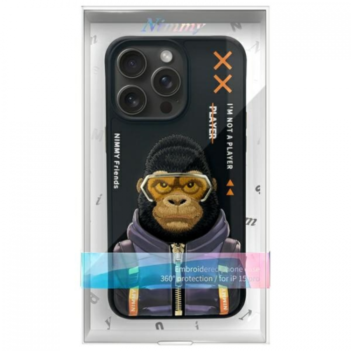 NIMMY - Nimmy iPhone 15 Pro Max Mobilskal Cool & Cute 2.0 Monkey - Svart