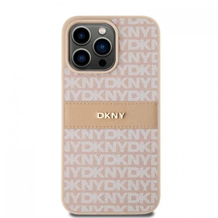 DKNY - DKNY iPhone 15 Pro Mobilskal Lder Mono Stripe & Metal Logo