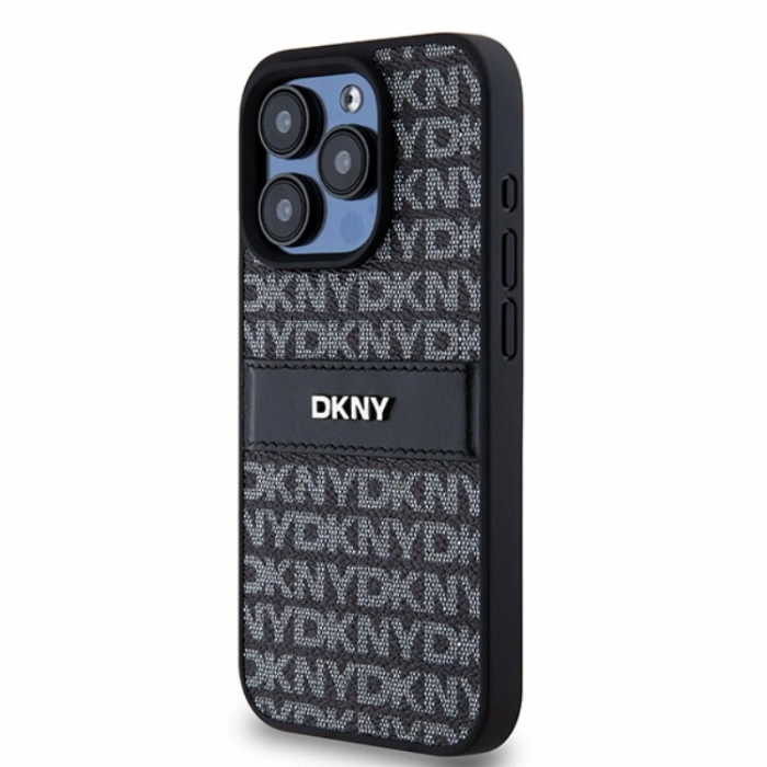 DKNY - DKNY iPhone 15 Pro Mobilskal Lder Mono Stripe & Metal Logo