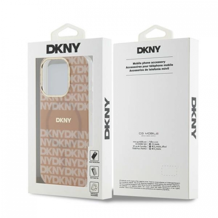 DKNY - DKNY iPhone 13 Pro Max Mobilskal Magsafe IML Mono & Stripe - Rosa