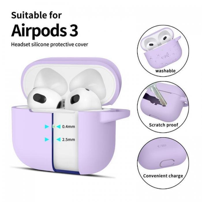 Tech-Protect - Tech-Protect Apple Airpods 3 Skal Silikon Hook - Lavender