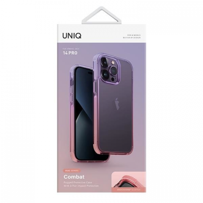 UNIQ - UNIQ iPhone 14 Pro Max Skal Combat Duo - Lila/Rosa