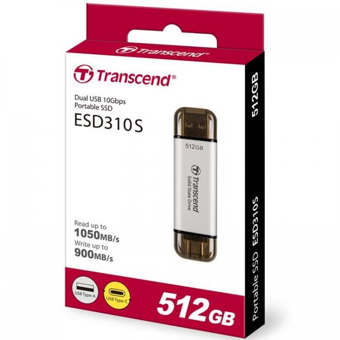 Transcend - Transcend Portabel SSD USB-C 512 GB - Silver