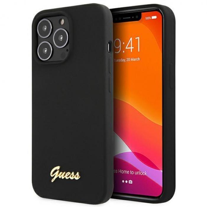 Guess - Guess iPhone 13 Pro Max Mobilskal Script Gold Logo - Svart