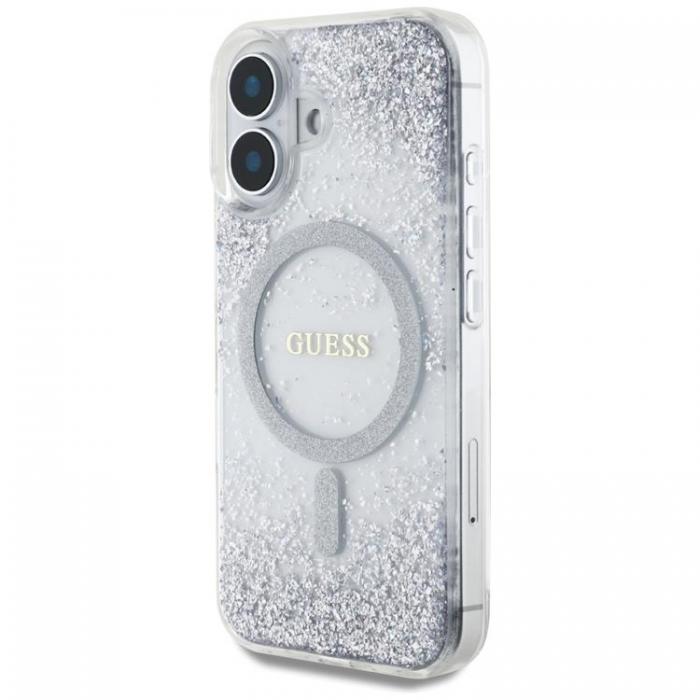 Guess - Guess iPhone 16 Mobilskal MagSafe HC Resin Bottom Glitter - Silver