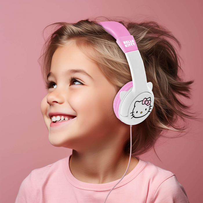 Hello Kitty - Hello Kitty On-Ear Hrlurar Med ron 85dB Trdbunden - Rosa