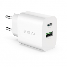 Devia - Devia Väggladdare 20W 1xUSB-C 1xUSB Smart - Vit