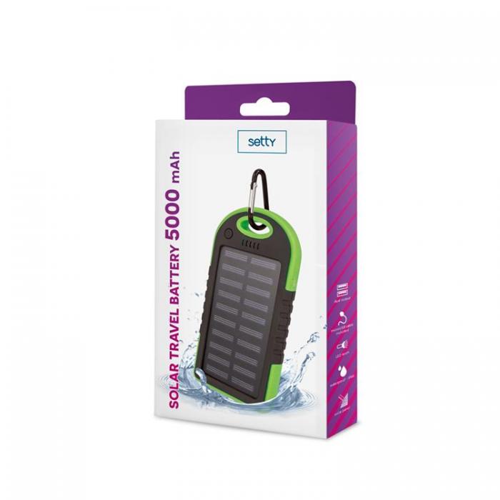 Setty - Setty Powerbank 5000 mAh Solar - Grn