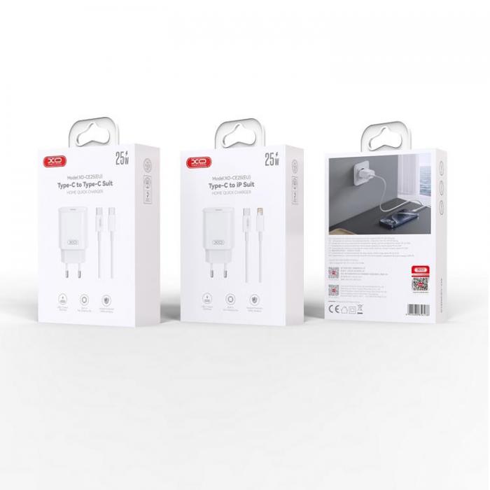 XO - XO Snabbladdare 25W USB-C med Kabel CE25 PD - Vit