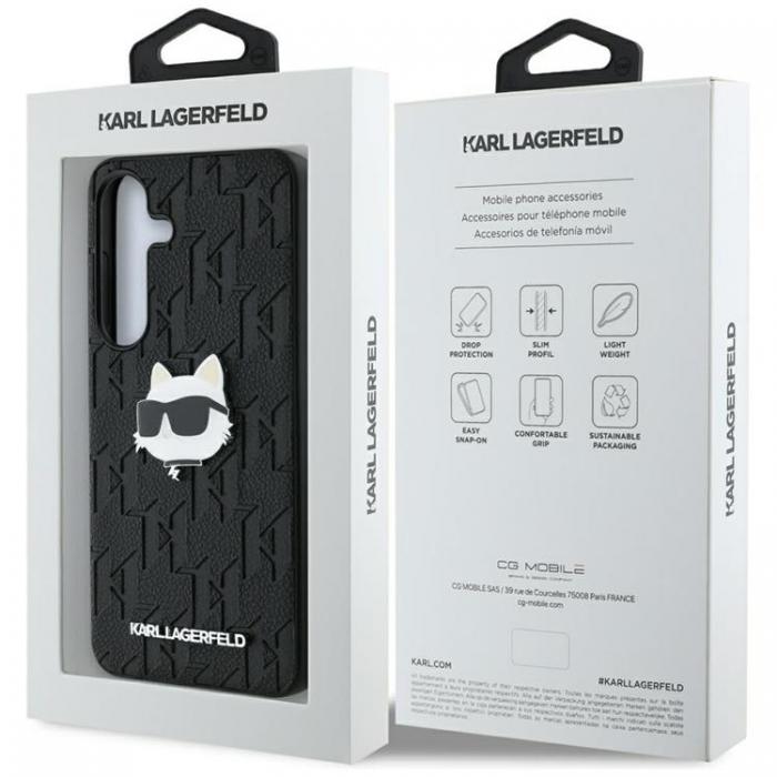 KARL LAGERFELD - Karl Lagerfeld Galaxy S25 Plus Mobilskal Lder Monogram Choupette Head - Svart