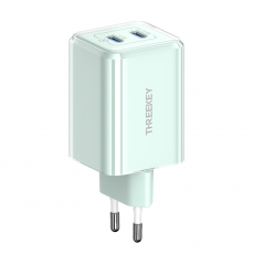 Threekey - Threekey Väggladdare 2x USB-C 35W PD - Grön