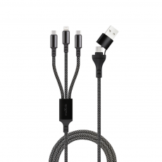 Maxlife - Maxlife 3in1 USB-C/USB-A till 2xUSB-C/Lightning 66W 1m Kabel - Svart