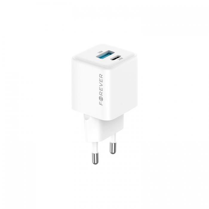 Forever - Forever Snabbladdare USB-A - USB-C 20W GaN PD QC - Vit