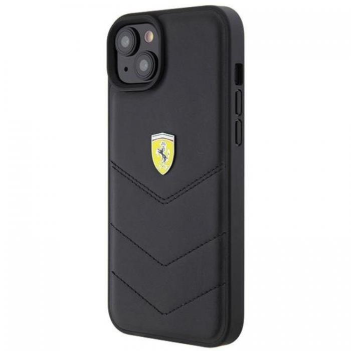 Ferrari - Ferrari iPhone 15 Plus Mobilskal Quilted Metal Logo - Svart