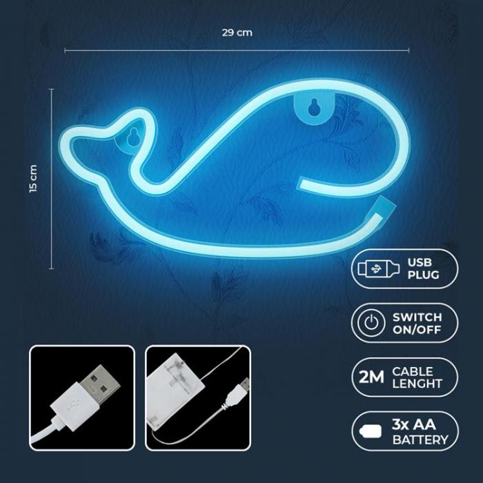 Forever Light - Forever Light LED Neon WHALE Bat + USB FLNE19 - Bl