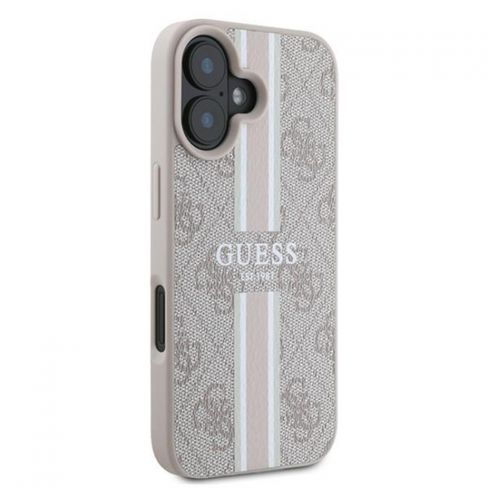 Guess - Guess iPhone 16 Plus Mobilskal Magsafe 4G Printed Stripes - Rosa