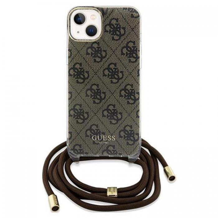 Guess - Guess iPhone 15/14/13 Mobilskal Crossbody Cord Print - Brun