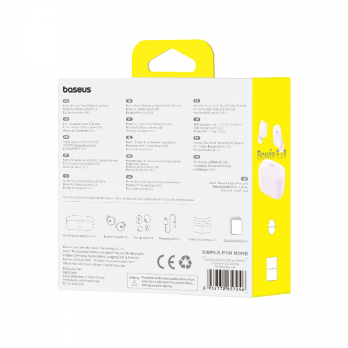 BASEUS - Baseus Bowie E18 TWS Trdlsa Hrlurar ENC IPX4 - Lila