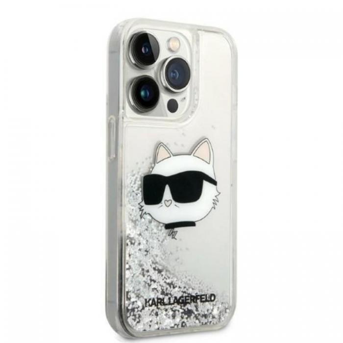 KARL LAGERFELD - Karl Lagerfeld iPhone 14 Pro Skal Glitter Choupette Head - Silver