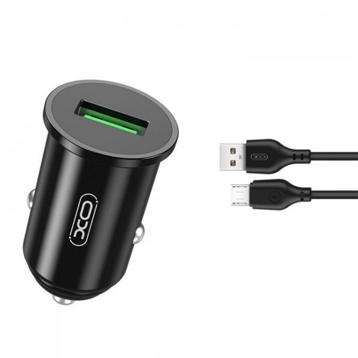 XO - XO Billaddare 18W 1x USB + Micro-USB Kabel TZ12 - Svart