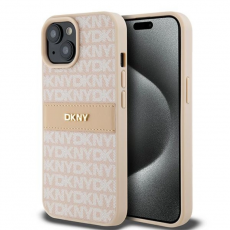 DKNY - DKNY iPhone 15/14 Plus Mobilskal Läder Mono Stripe & Metal Logo