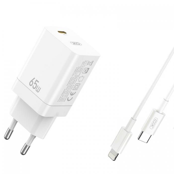 XO - XO Snabbladdare 65W USB-C med Lightning Kabel CE10 PD - Vit